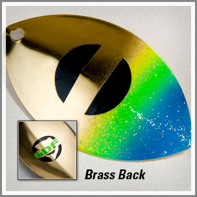 GDF® Brass/Char/Green/Blue HC Spinner Blade - Brass Back - Good Day Fishing