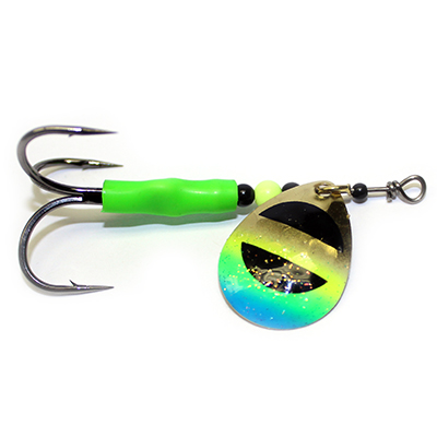 GDF Brass/Chart/Grn/Blue Hammered 3.5 Colorado Spinner - Good Day Fishing