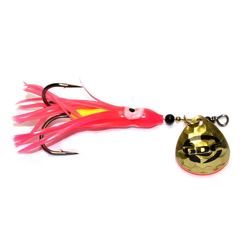 GDF ORG white Dot Hammered 3.5 Colorado Hoochie Spinner - Good Day Fishing