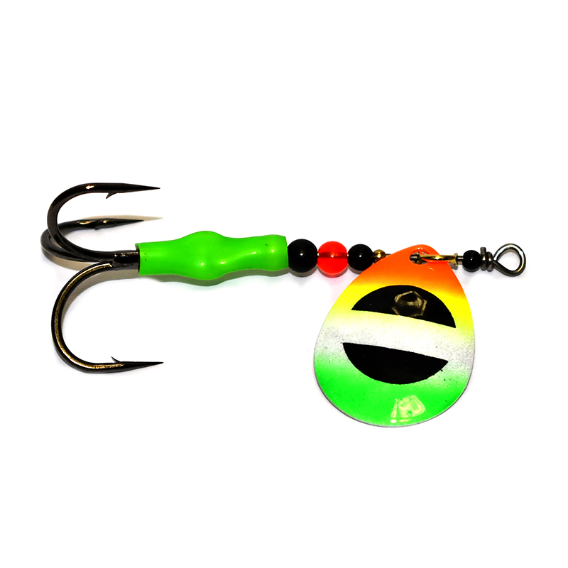 GDF Green Tip Rainbow Brass #4 Hex Colorado Spinners - Good Day Fishing