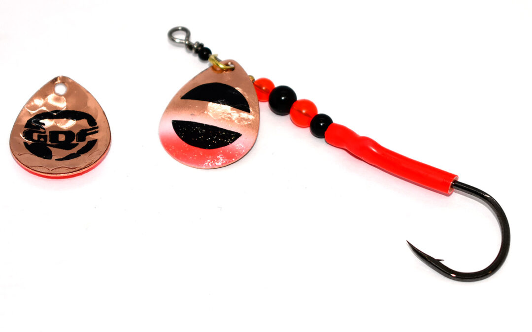 #3.5 Copper/Pearl/Red hex Colorado spinner- Single Hook