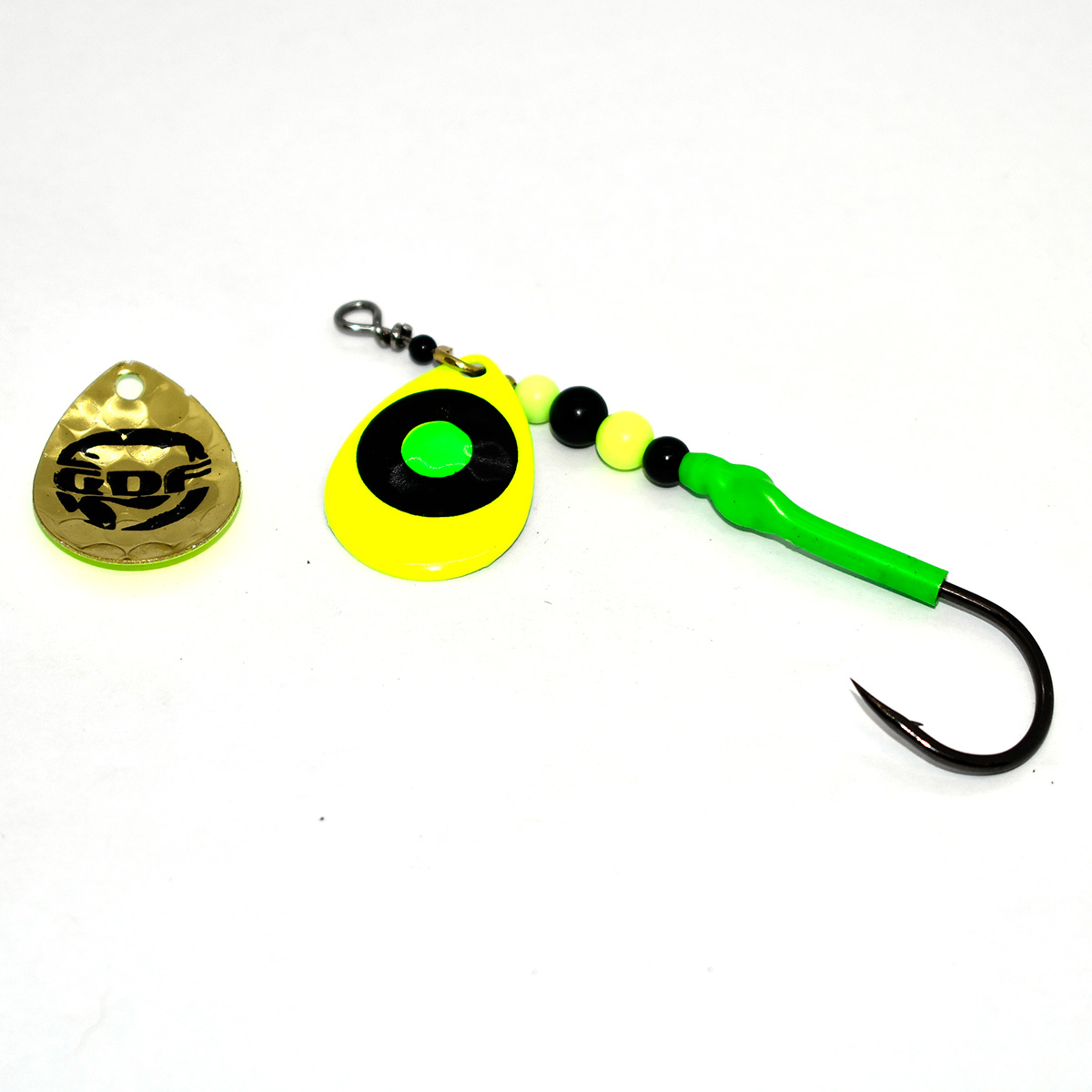 #3.5 Green Dot hex Colorado spinner- Single Hook