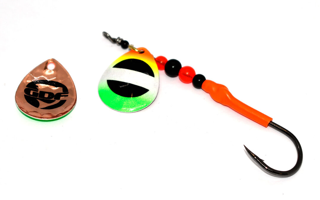 #3.5 Green Tip Rnbo copper hex Colorado spinner- Single Hook