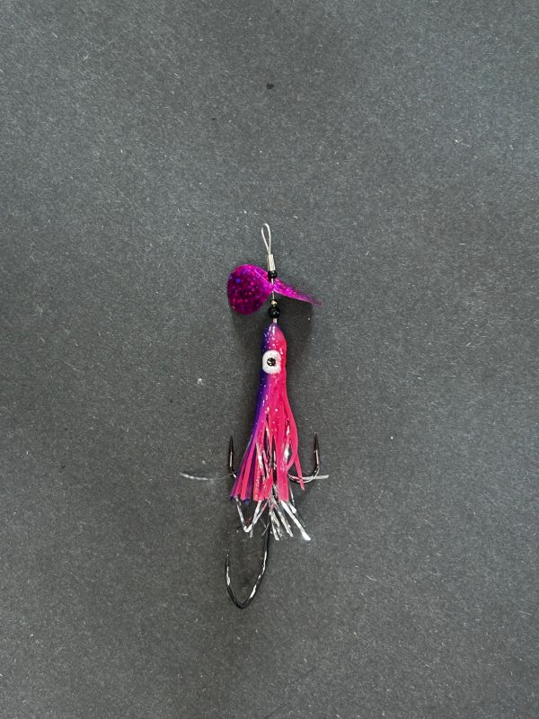 Salmon Lure - Pink & Purple Razzle Dazzle Treble Hook